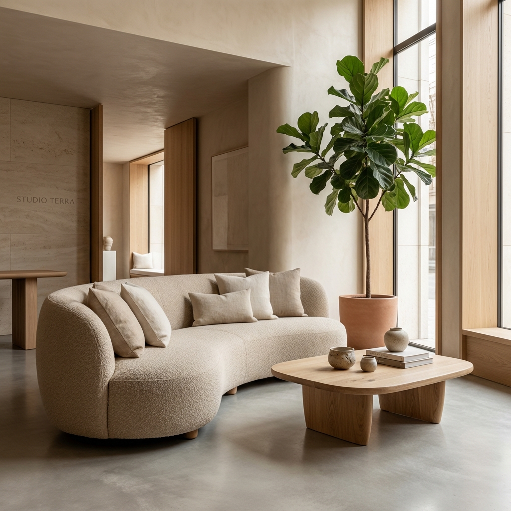 Modern living room with minimalist furniture